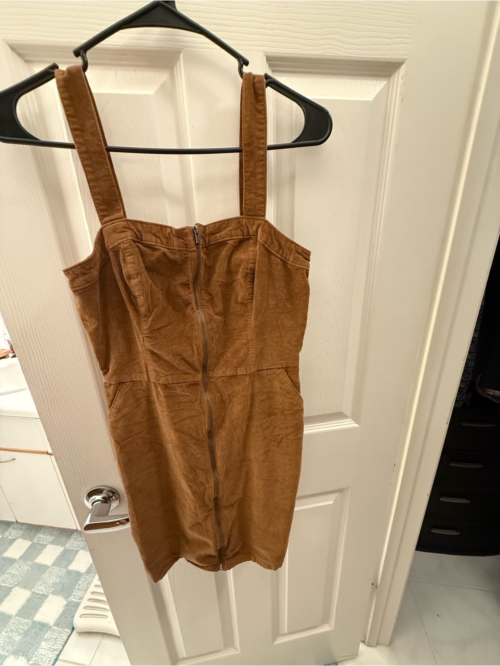 Hollister Brown Corduroy Zip-Up Mini Dress